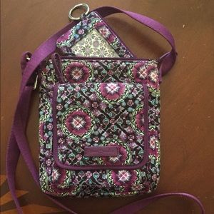 Vera Bradley Purple Crossbody Wallet Purse w/Coin